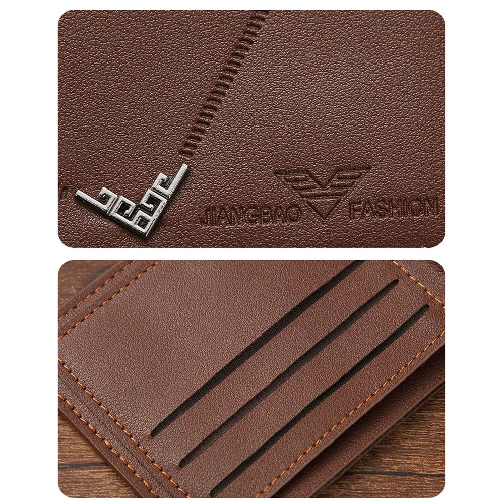Lychee Texture Leather Card Clip Short Men'S Coin Purse Wallet Business-Style Cash Money Purse Multi Patchwork Card Slot Holder