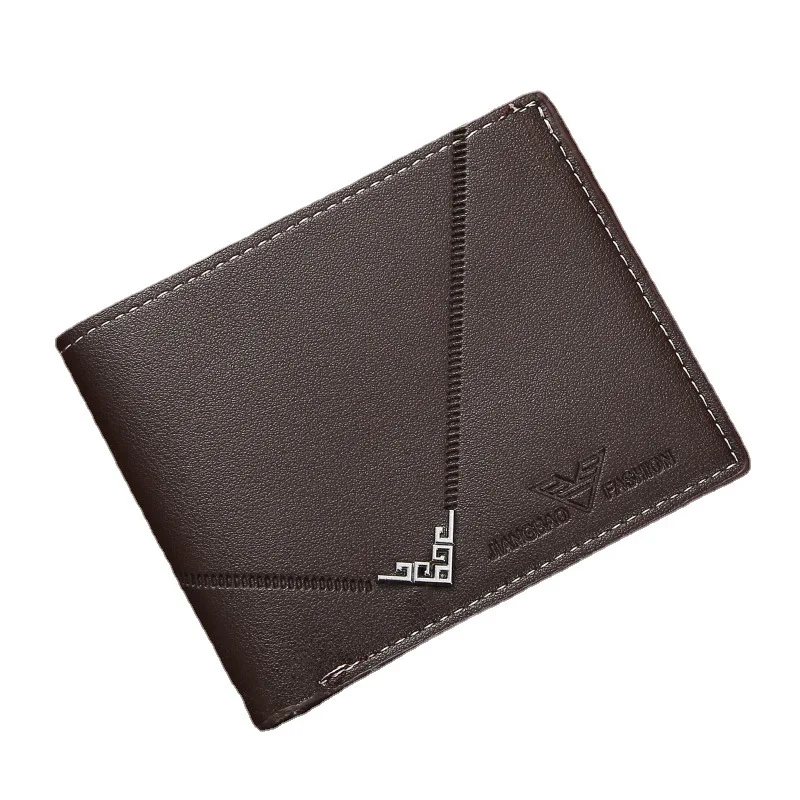 Lychee Texture Leather Card Clip Short Men'S Coin Purse Wallet Business-Style Cash Money Purse Multi Patchwork Card Slot Holder