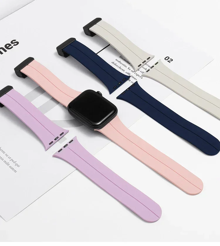 Magnetic Strap For Apple watch ultra band 49mm 45 mm Silicone Bracelet iWatch Series 7 8 se 6 5 3 44mm 45mm 40mm 41mm 42mm 38mm