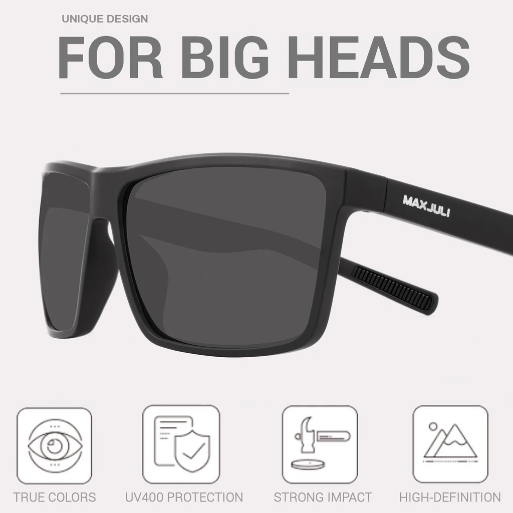 MAXJULI Polarized Extra Big Sunglasses for Men Women with Big Heads UV 400 Protection Sun glasses 8125
