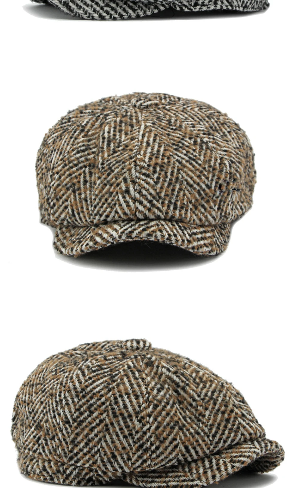 HT4409 Beret Cap Autumn Winter Cap Hat Men Women Striped Artist Painter Wool Beret Hat Male Female Ivy Octagonal Flat Cap Berets