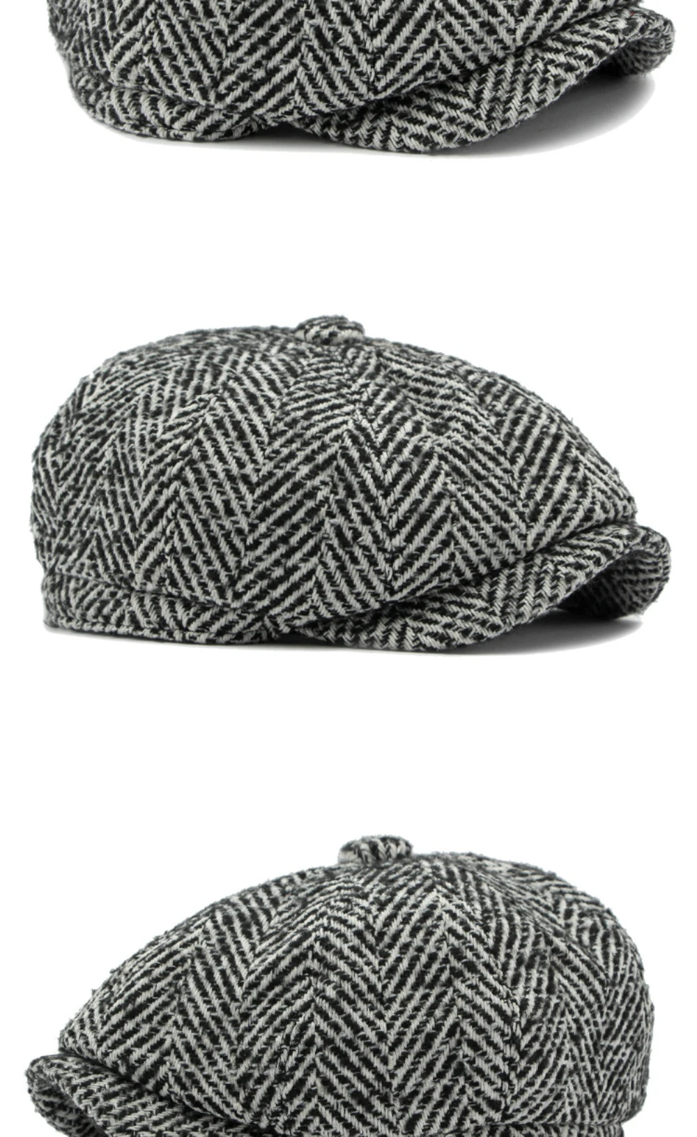 HT4409 Beret Cap Autumn Winter Cap Hat Men Women Striped Artist Painter Wool Beret Hat Male Female Ivy Octagonal Flat Cap Berets