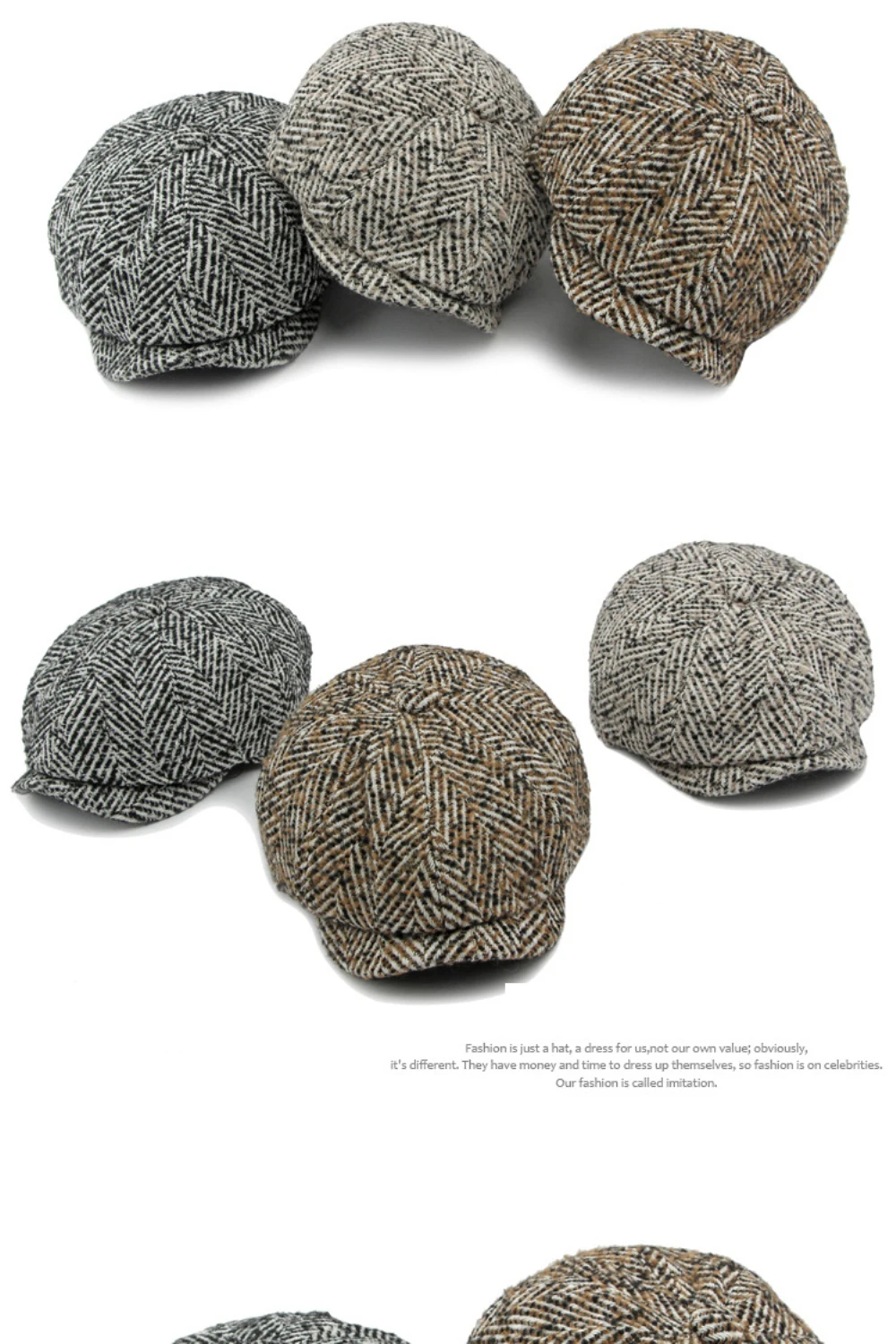 HT4409 Beret Cap Autumn Winter Cap Hat Men Women Striped Artist Painter Wool Beret Hat Male Female Ivy Octagonal Flat Cap Berets