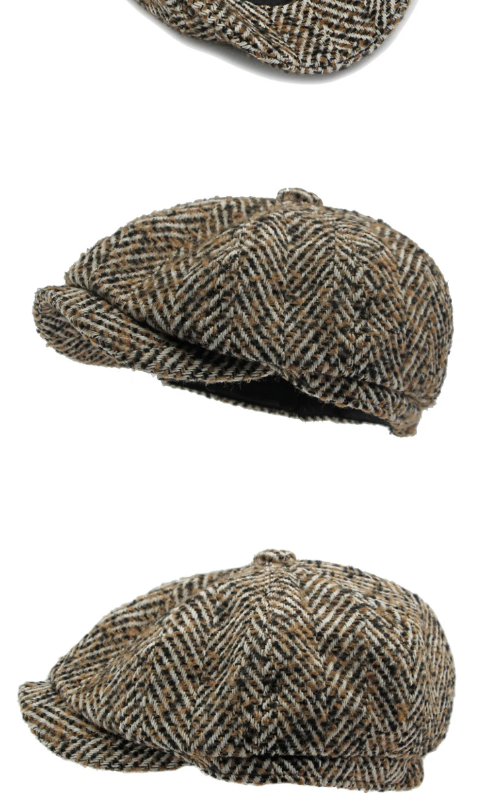 HT4409 Beret Cap Autumn Winter Cap Hat Men Women Striped Artist Painter Wool Beret Hat Male Female Ivy Octagonal Flat Cap Berets