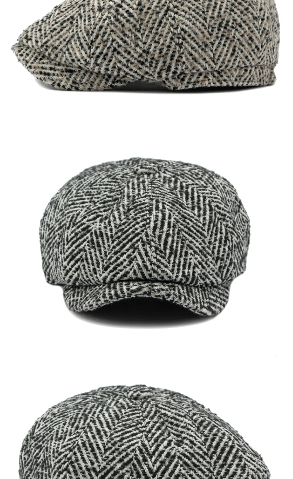 HT4409 Beret Cap Autumn Winter Cap Hat Men Women Striped Artist Painter Wool Beret Hat Male Female Ivy Octagonal Flat Cap Berets