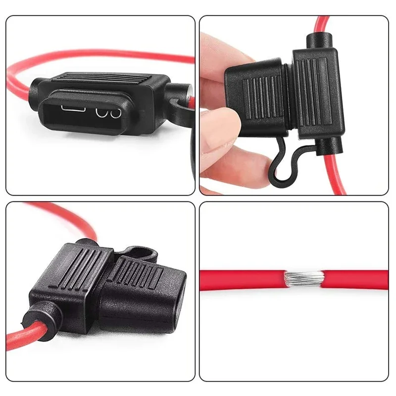 Lots Automotive Mini Waterproof Fuse Holder 14AWG For 2V 30A Car Insert In-Line Fuse Holder, Cord Cutting Switch Socket