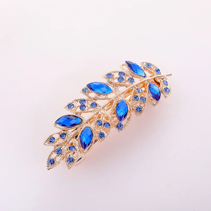 Crystal Floral Hairpin Girl Ladies Hairwear Jewelry For Women Rhinestone Alloy Hair Clip Party Barrettes Leaf AE024