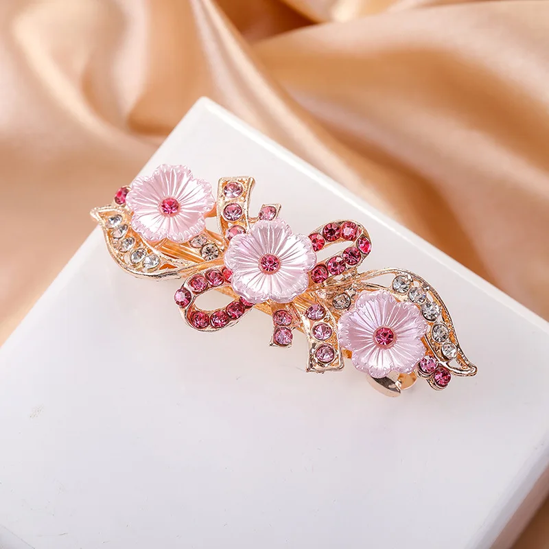 Crystal Floral Hairpin Girl Ladies Hairwear Jewelry For Women Rhinestone Alloy Hair Clip Party Barrettes Leaf AE024