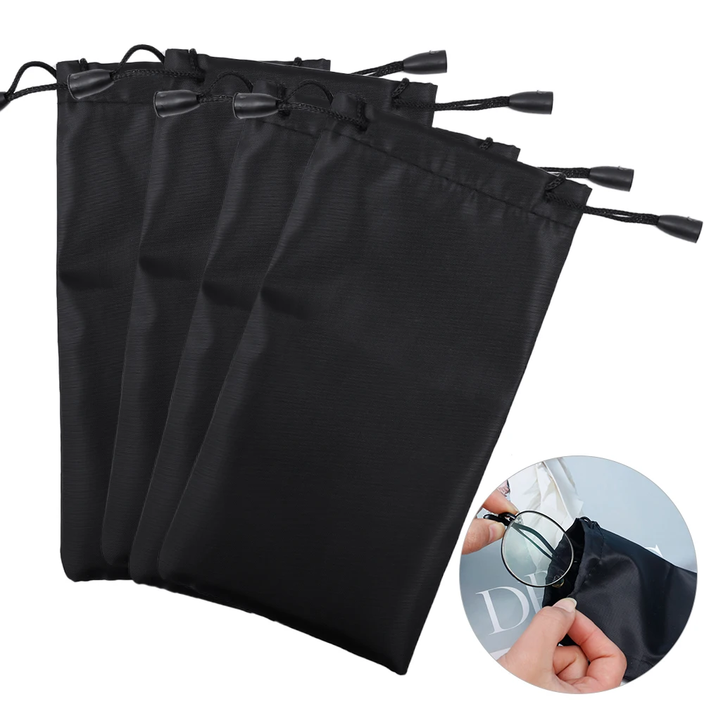 Sunglasses Storage Bag Women Men Black Waterproof Portable Storage Bag Dustproof Drawstring Fashion Glasses Bag Simple Accessory