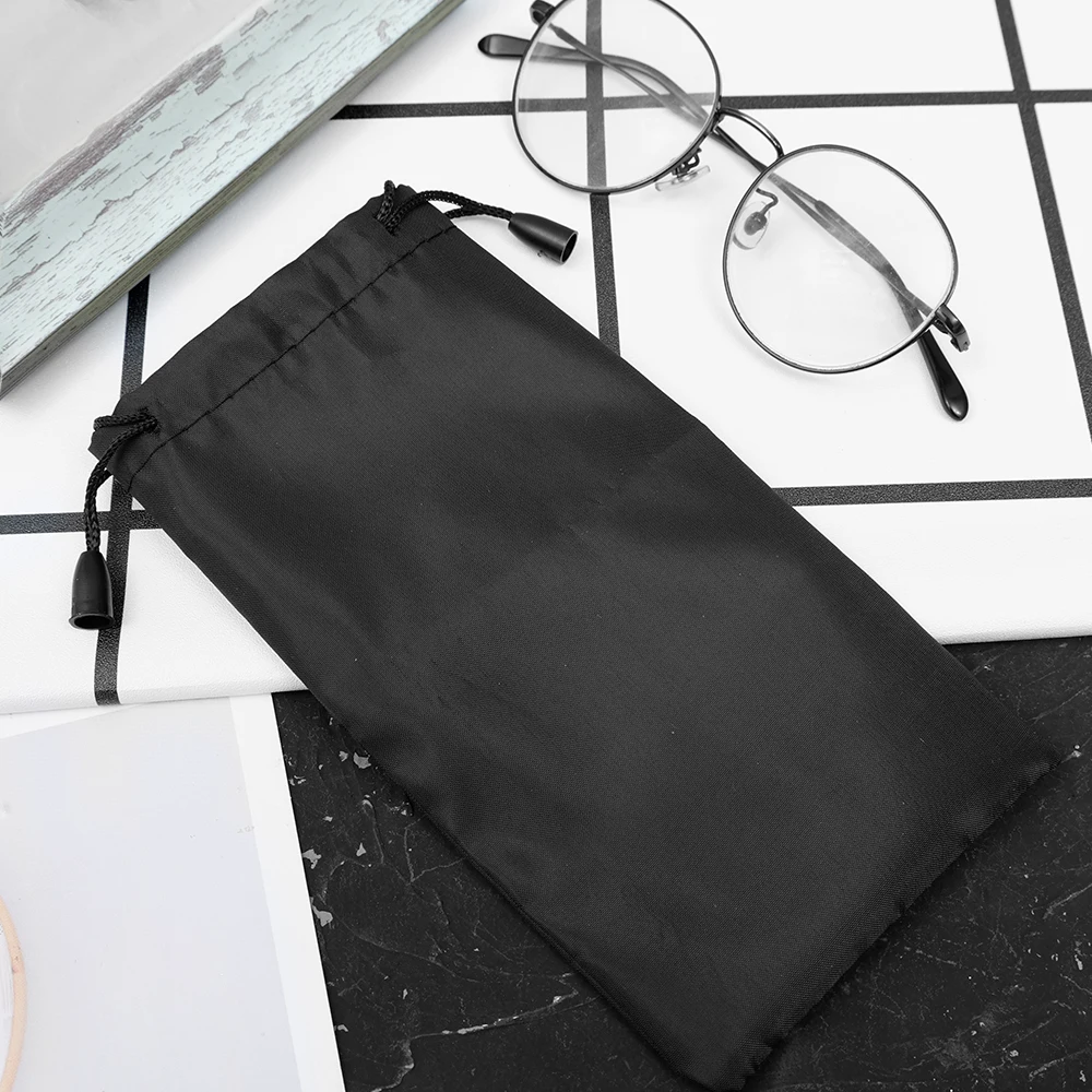Sunglasses Storage Bag Women Men Black Waterproof Portable Storage Bag Dustproof Drawstring Fashion Glasses Bag Simple Accessory