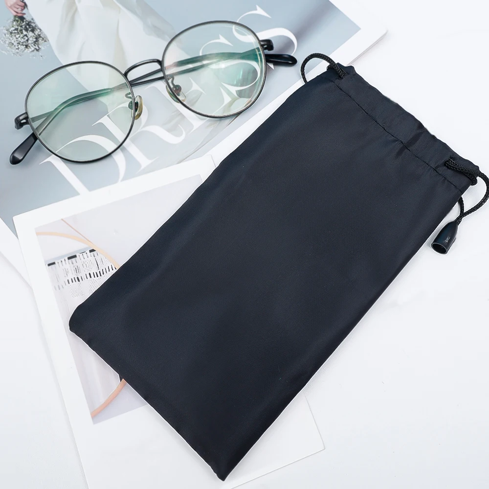 Sunglasses Storage Bag Women Men Black Waterproof Portable Storage Bag Dustproof Drawstring Fashion Glasses Bag Simple Accessory