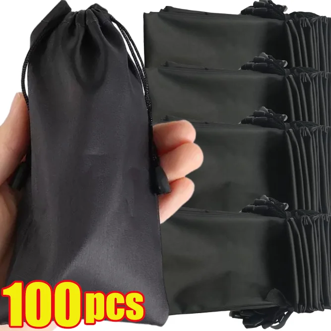 Sunglasses Storage Bag Women Men Black Waterproof Portable Storage Bag Dustproof Drawstring Fashion Glasses Bag Simple Accessory