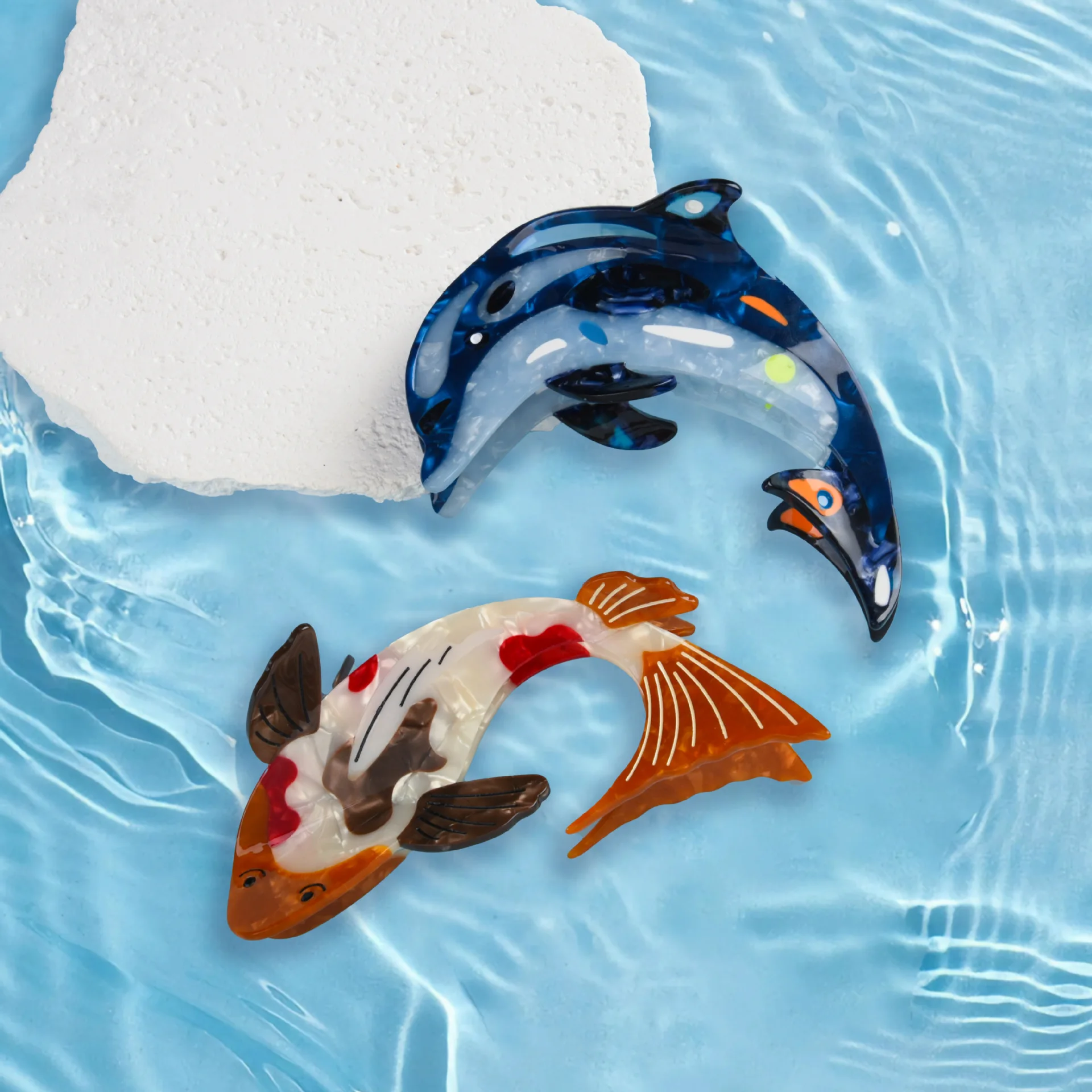 INS Acetate Koi Flat Fish Whale Large Size Shark Hair Claw Clip For Women Marine Animal Hairpin Hair Accessories Tool