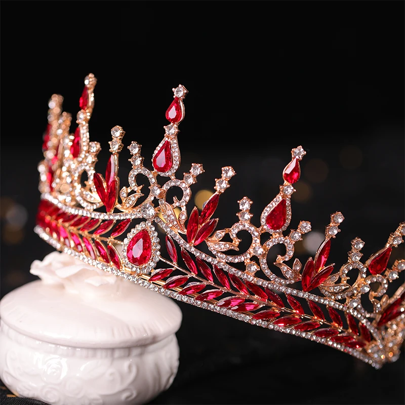 Bridal Crown Hair ornament blue Rhine Stone Crown Luxury Banquet Dress Crown Wedding Gold Hair Ornament Bridal Headdress