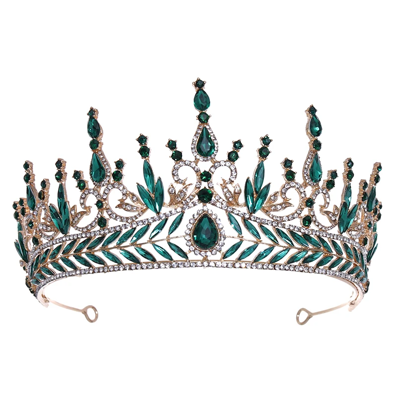 Bridal Crown Hair ornament blue Rhine Stone Crown Luxury Banquet Dress Crown Wedding Gold Hair Ornament Bridal Headdress