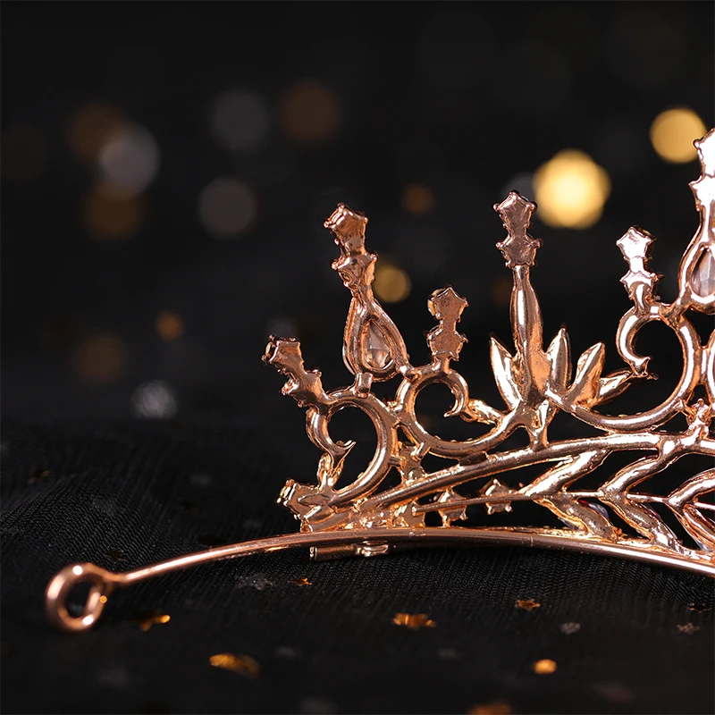 Bridal Crown Hair ornament blue Rhine Stone Crown Luxury Banquet Dress Crown Wedding Gold Hair Ornament Bridal Headdress