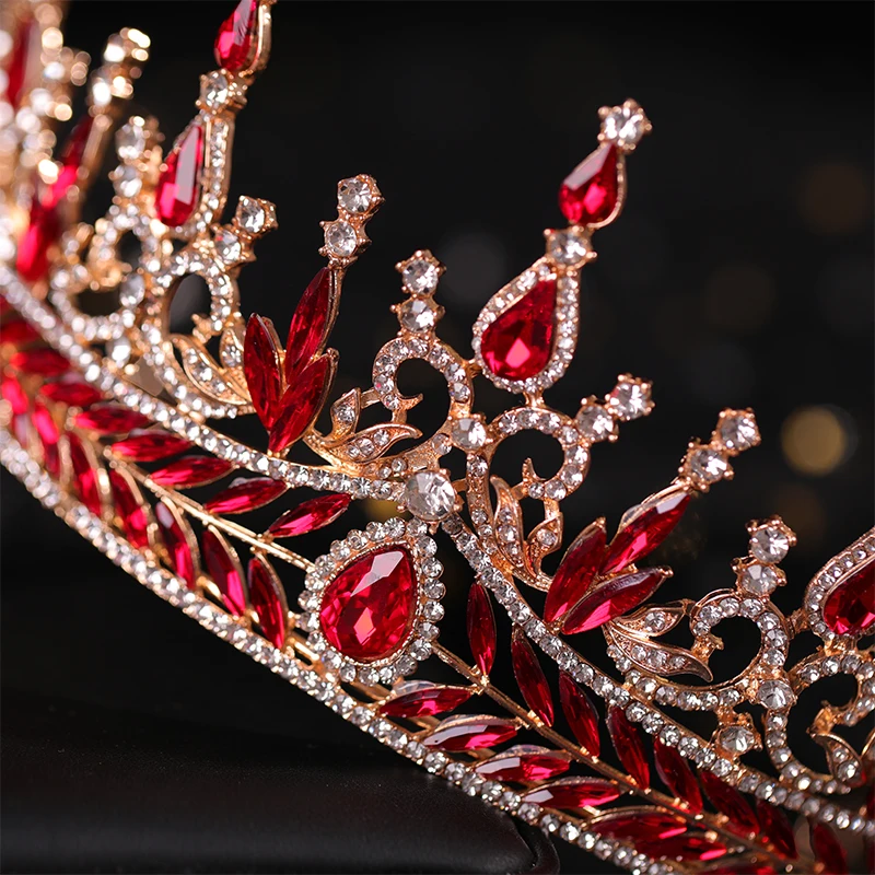 Bridal Crown Hair ornament blue Rhine Stone Crown Luxury Banquet Dress Crown Wedding Gold Hair Ornament Bridal Headdress