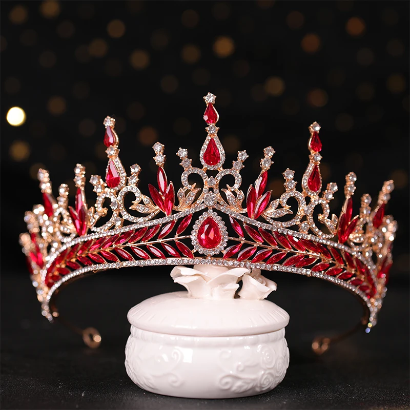 Bridal Crown Hair ornament blue Rhine Stone Crown Luxury Banquet Dress Crown Wedding Gold Hair Ornament Bridal Headdress