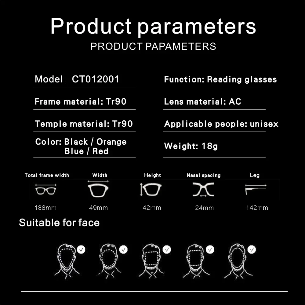 Magnetic Readers Reading Glasses for Men Portable Square Plastic Titanium Diopter Hanging Neck 1.0 1.5 2.0 2.5 3.0 3.5
