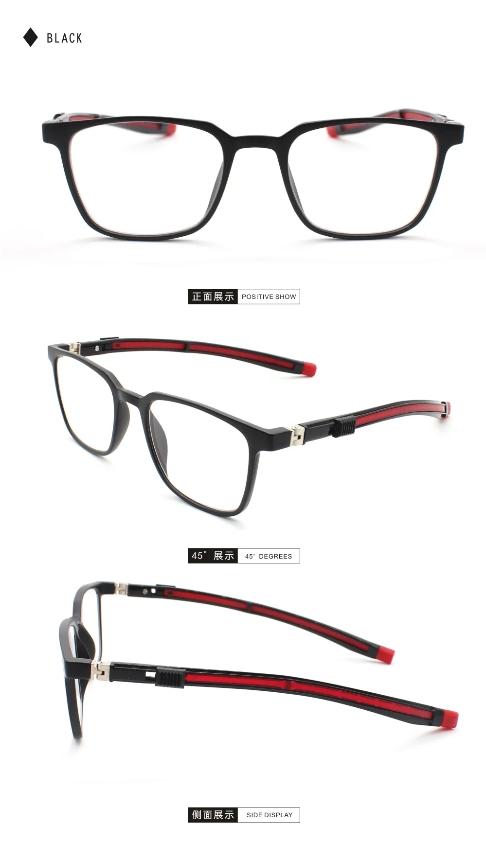 Magnetic Readers Reading Glasses for Men Portable Square Plastic Titanium Diopter Hanging Neck 1.0 1.5 2.0 2.5 3.0 3.5