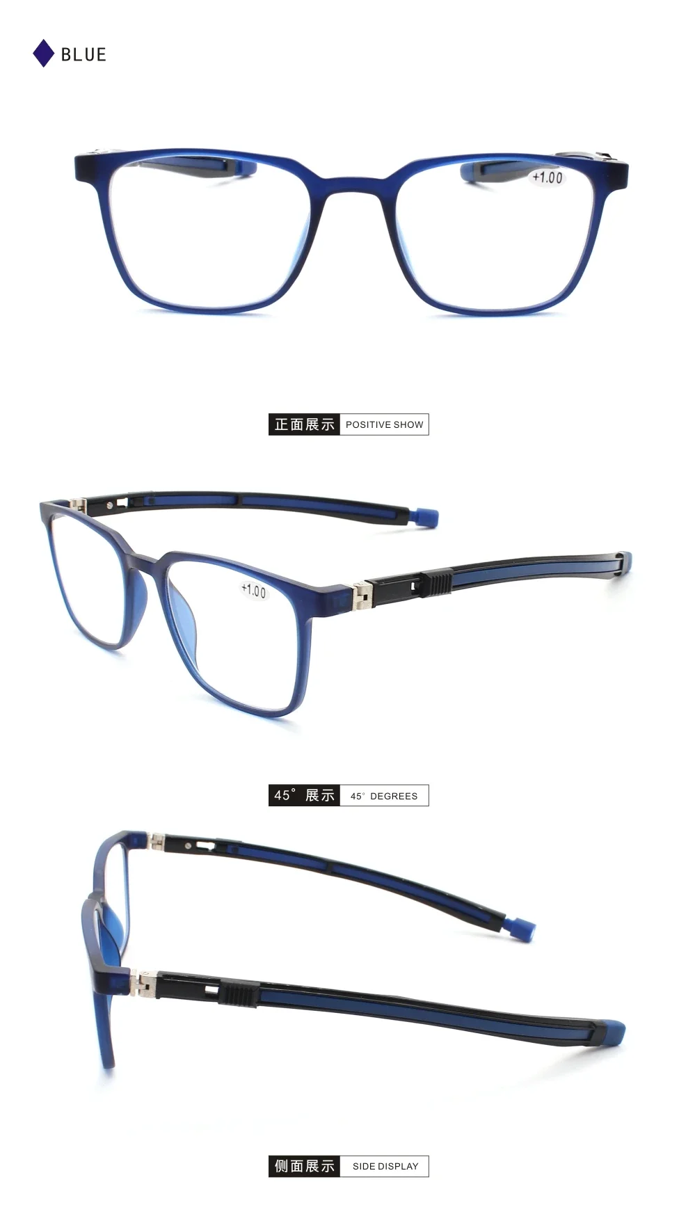 Magnetic Readers Reading Glasses for Men Portable Square Plastic Titanium Diopter Hanging Neck 1.0 1.5 2.0 2.5 3.0 3.5
