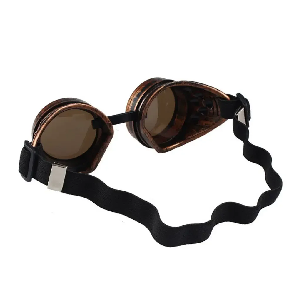 Steam Punk Sun Glasses Motorcycle Goggles with Spiked Rivets Vintage Round Cosplay Sunglasses for Cyber Goths Man and Woman