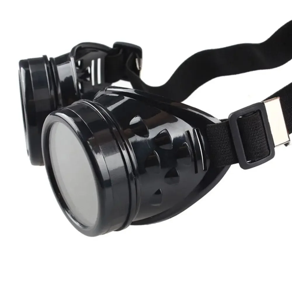 Steam Punk Sun Glasses Motorcycle Goggles with Spiked Rivets Vintage Round Cosplay Sunglasses for Cyber Goths Man and Woman