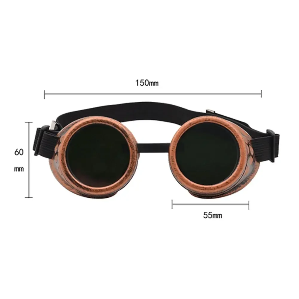 Steam Punk Sun Glasses Motorcycle Goggles with Spiked Rivets Vintage Round Cosplay Sunglasses for Cyber Goths Man and Woman