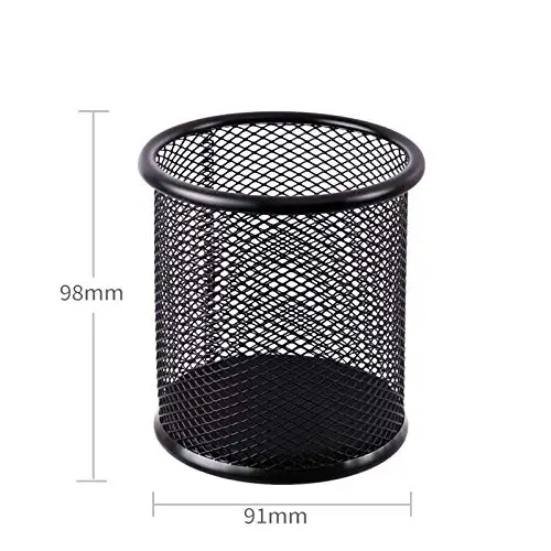 Container Desk Organizer Container Black Desktop Metal Pen Holders Mesh Pencil Cup Pen Case