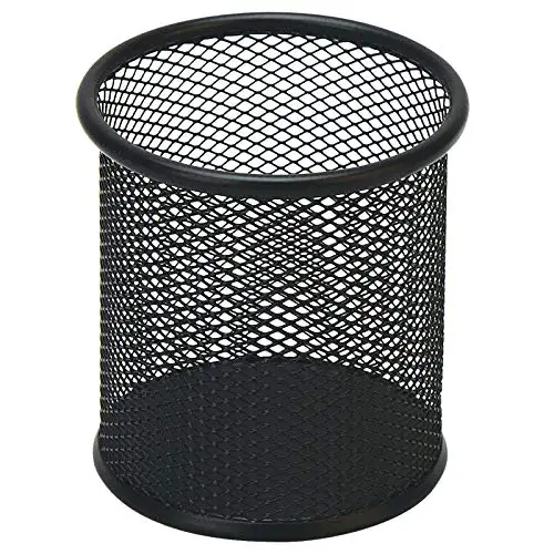 Container Desk Organizer Container Black Desktop Metal Pen Holders Mesh Pencil Cup Pen Case