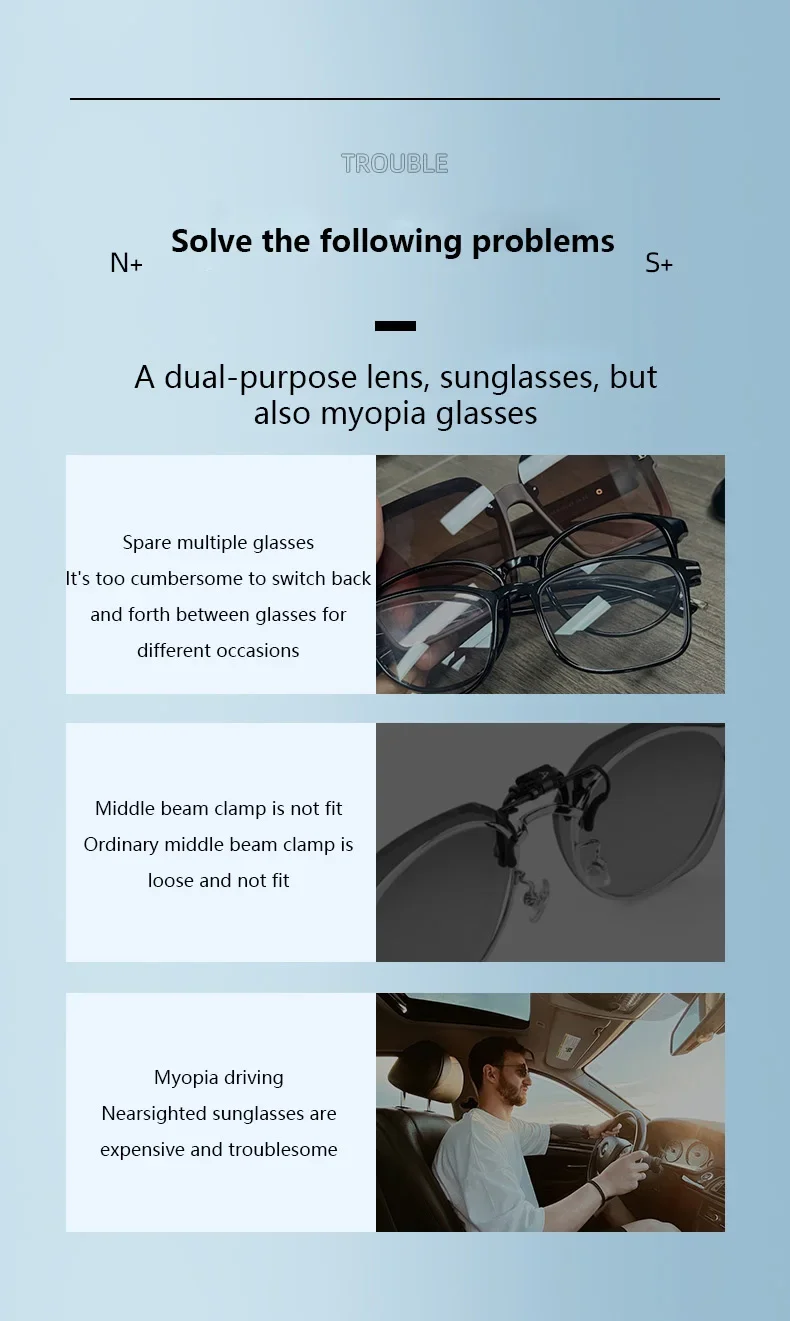 Roud Frame Polarized Sunglasses Magnetic With 2 Clips On Glasses Metal Frame Legs Optical Eyeglass Magnet Eyeglasses 3 IN 1