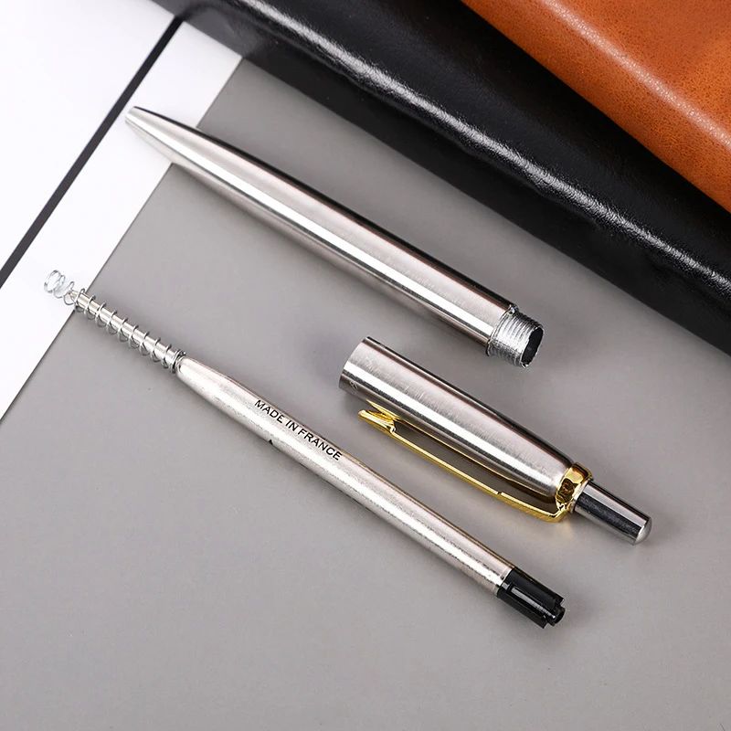 Luxury qualitymetal Ballpoint Pen stainless steel color Press signature pen ball point pen Stationery Office Supplies new