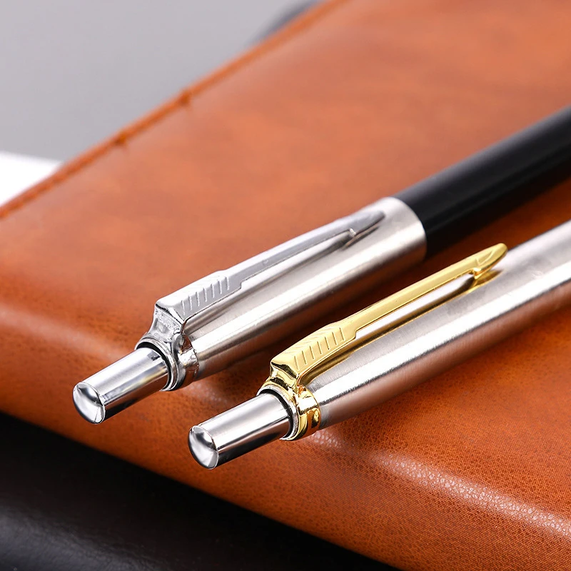 Luxury qualitymetal Ballpoint Pen stainless steel color Press signature pen ball point pen Stationery Office Supplies new