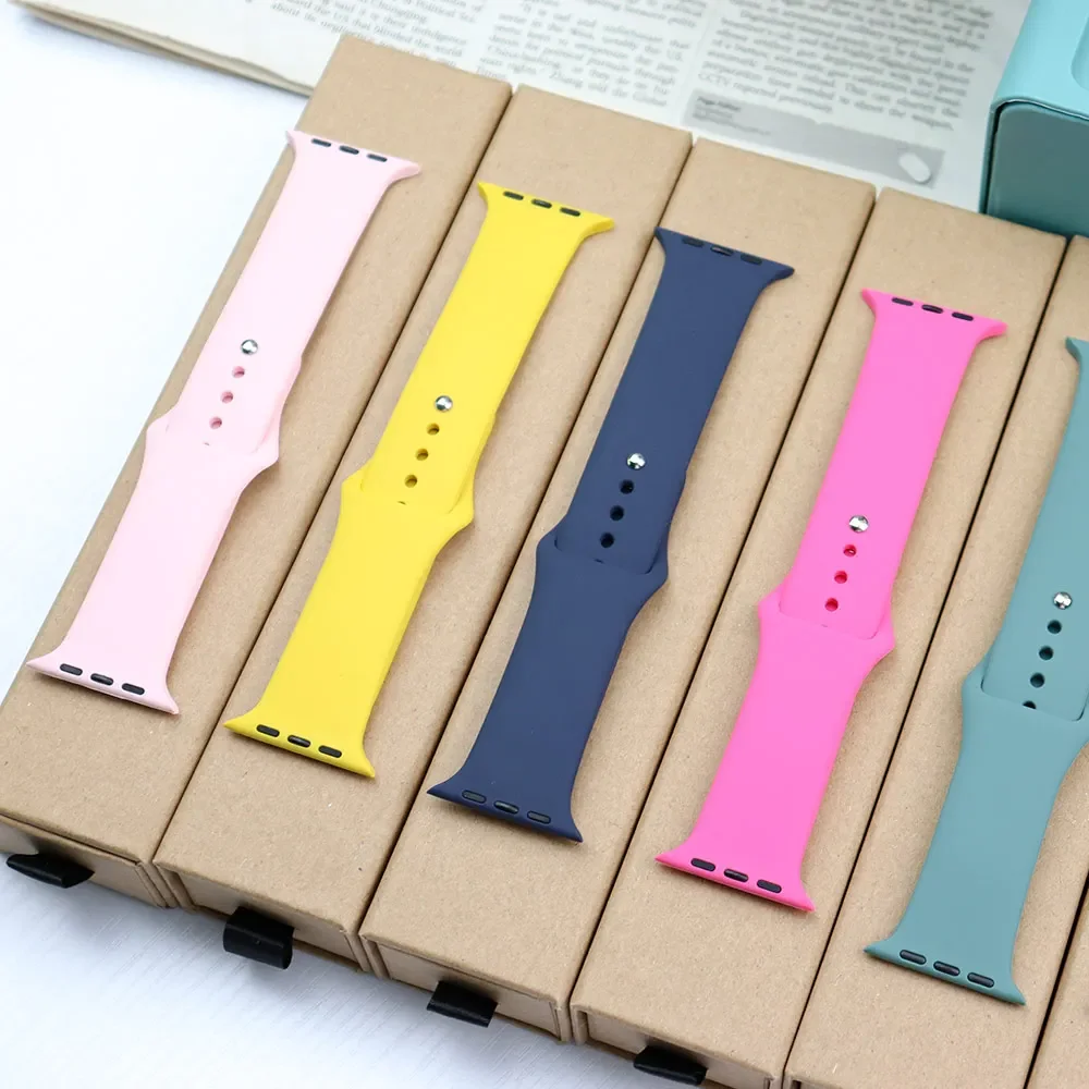 Silicone Band For Apple Watch strap 44mm 45mm 40mm 41mm 42-38mm 45 mm sport bracelet iwatch series 8 7 6 5 4 3 SE 9 Ultra 2 49mm