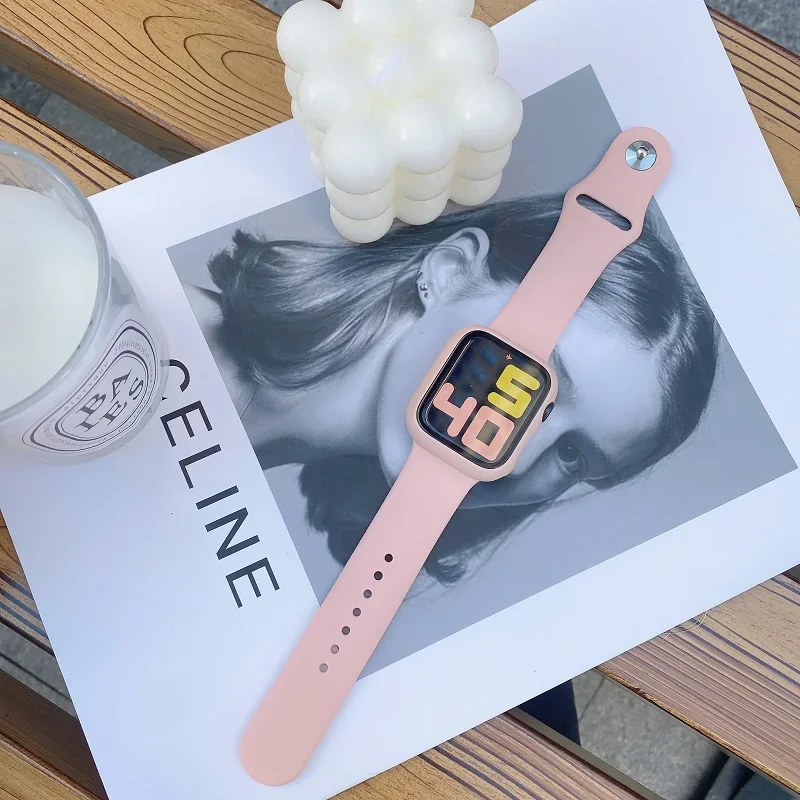 Silicone Band For Apple Watch strap 44mm 45mm 40mm 41mm 42-38mm 45 mm sport bracelet iwatch series 8 7 6 5 4 3 SE 9 Ultra 2 49mm