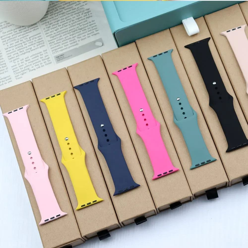 Silicone Band For Apple Watch strap 44mm 45mm 40mm 41mm 42-38mm 45 mm sport bracelet iwatch series 8 7 6 5 4 3 SE 9 Ultra 2 49mm