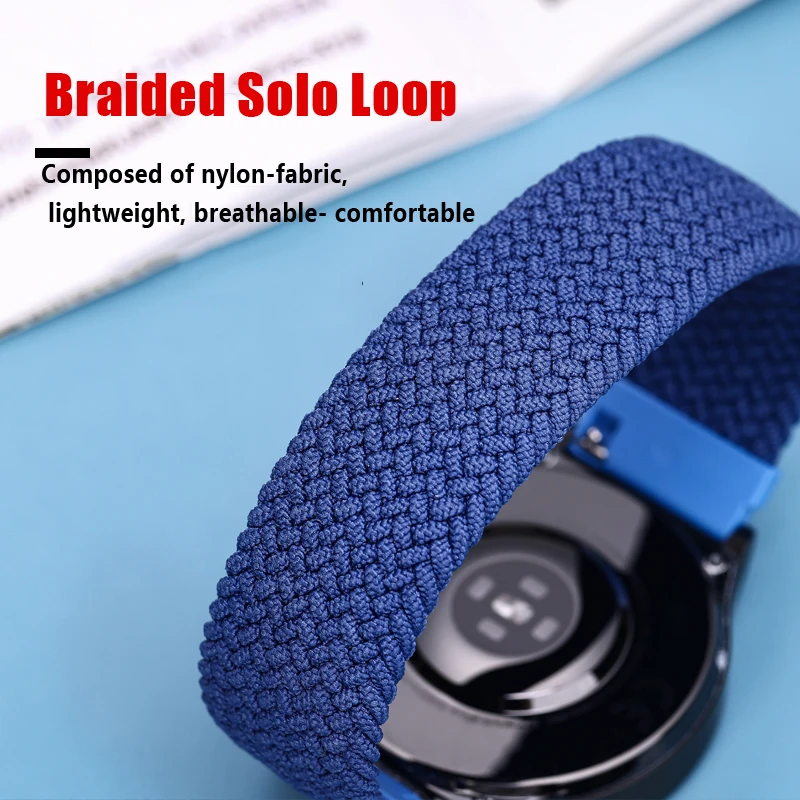 20mm 22mm Band for Samsung Galaxy watch 7/4/6/5 pro/active 2/Gear S3 braided solo loop bracelet correa Huawei watch GT 2 3 strap