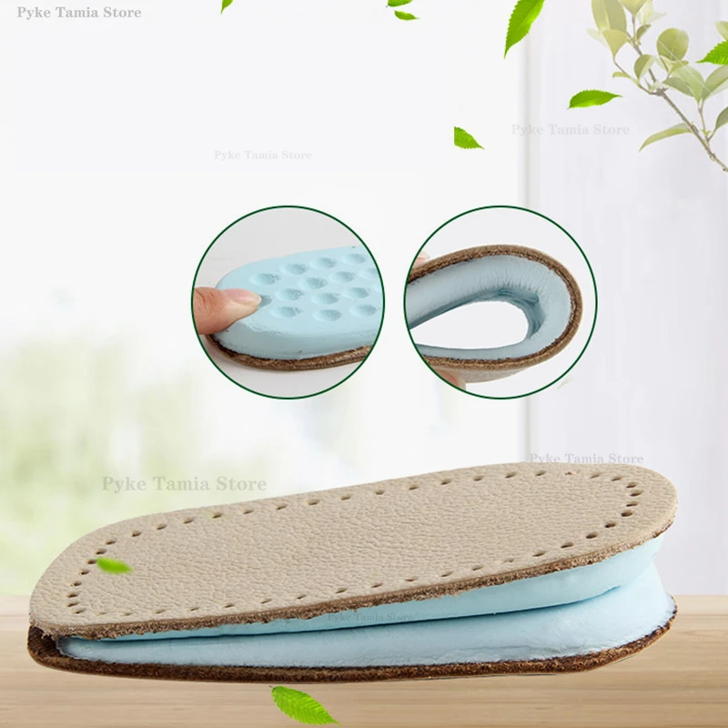Latex Leather Heel Insoles Thicken Orthopedic Arch Support Shoes Pads Pain Relief Foot Massager Care Half Insert Increase Height