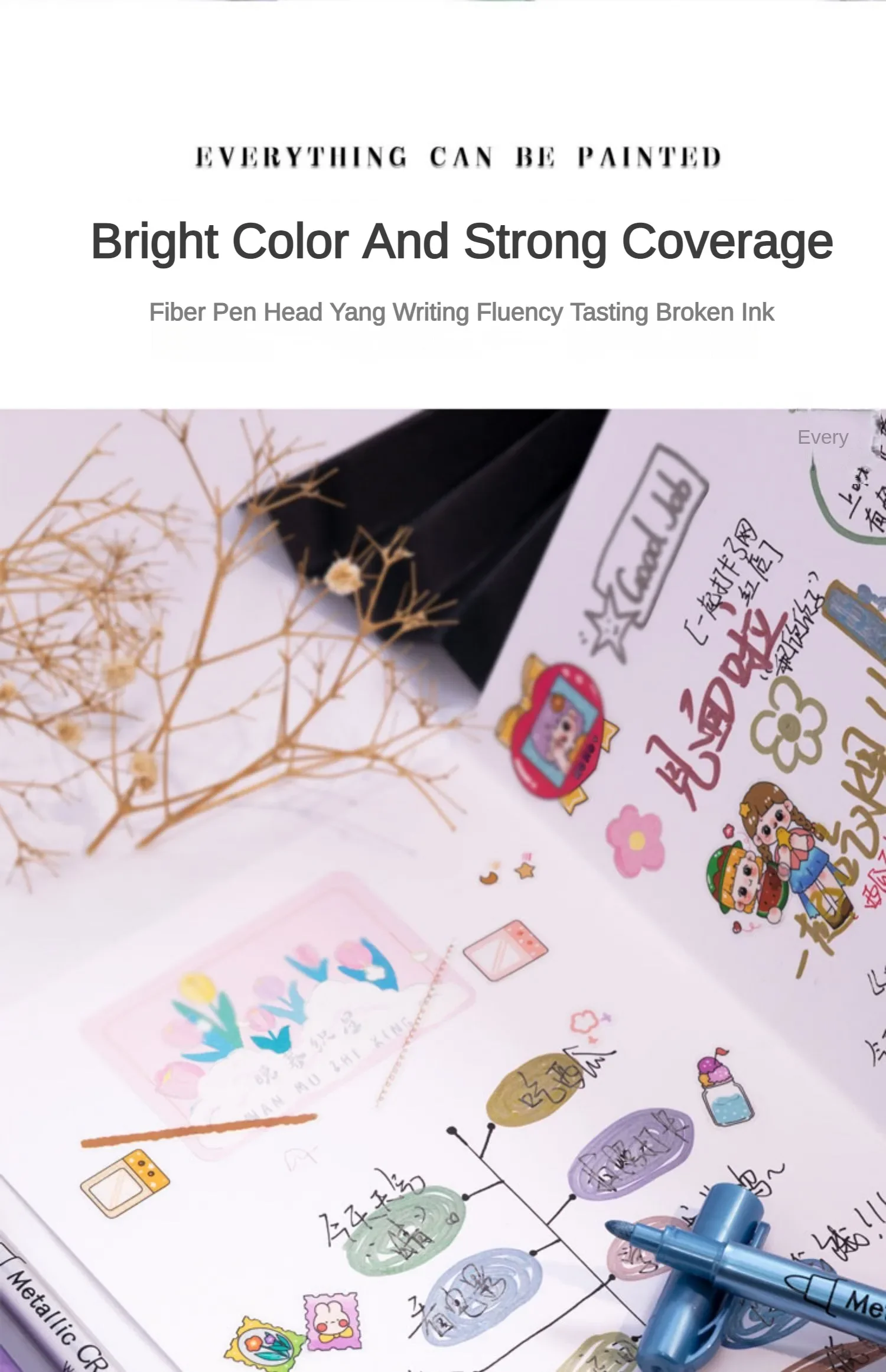 12 Color Metallic Marker Pen Resin Drawing Pen Acrylic Paint DIY Highlights Permanent Marker DIY Card Art Supplies Stationery