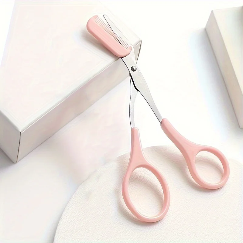 2Pcs/3Pcs Crescent Moon Eyebrow Trimmer Set, Stainless Steel Curved Eyebrow Razor Eyebrow Scissors With Comb