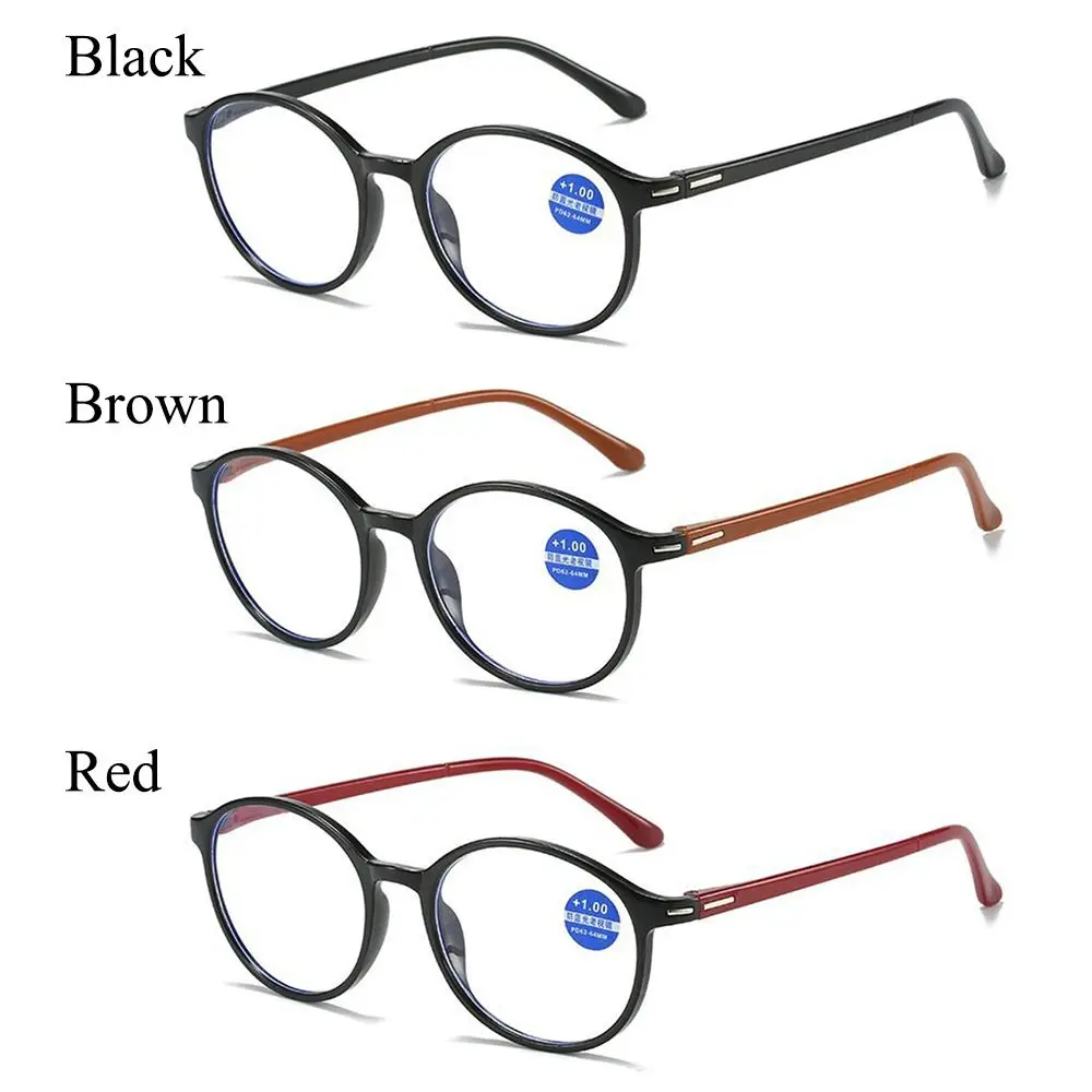 Retro Strength 1.0x ~ 4.0x Readers Presbyopia Eyeglasses Anti-blue Light Glasses Oval Frame Reading Glasses