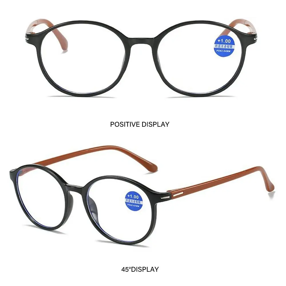 Retro Strength 1.0x ~ 4.0x Readers Presbyopia Eyeglasses Anti-blue Light Glasses Oval Frame Reading Glasses