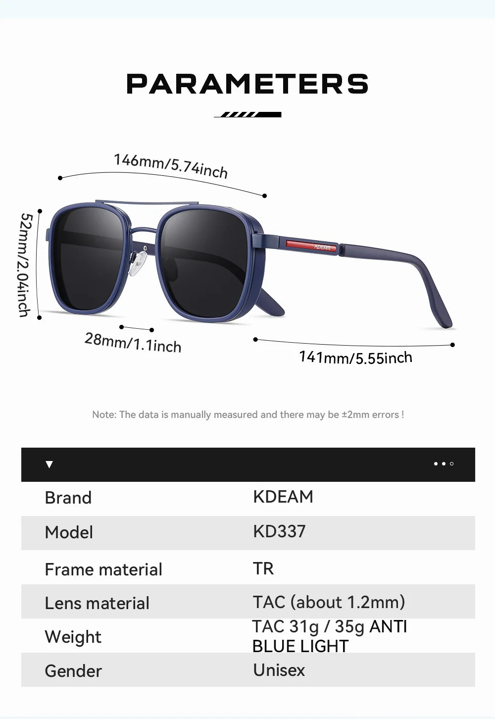 KDEAM 2026 New Man Classic Polarized Sunglasses Outdoor Sports Decoration Sun Glasses Anti Blue Light Fashion Luxury HD Glasses