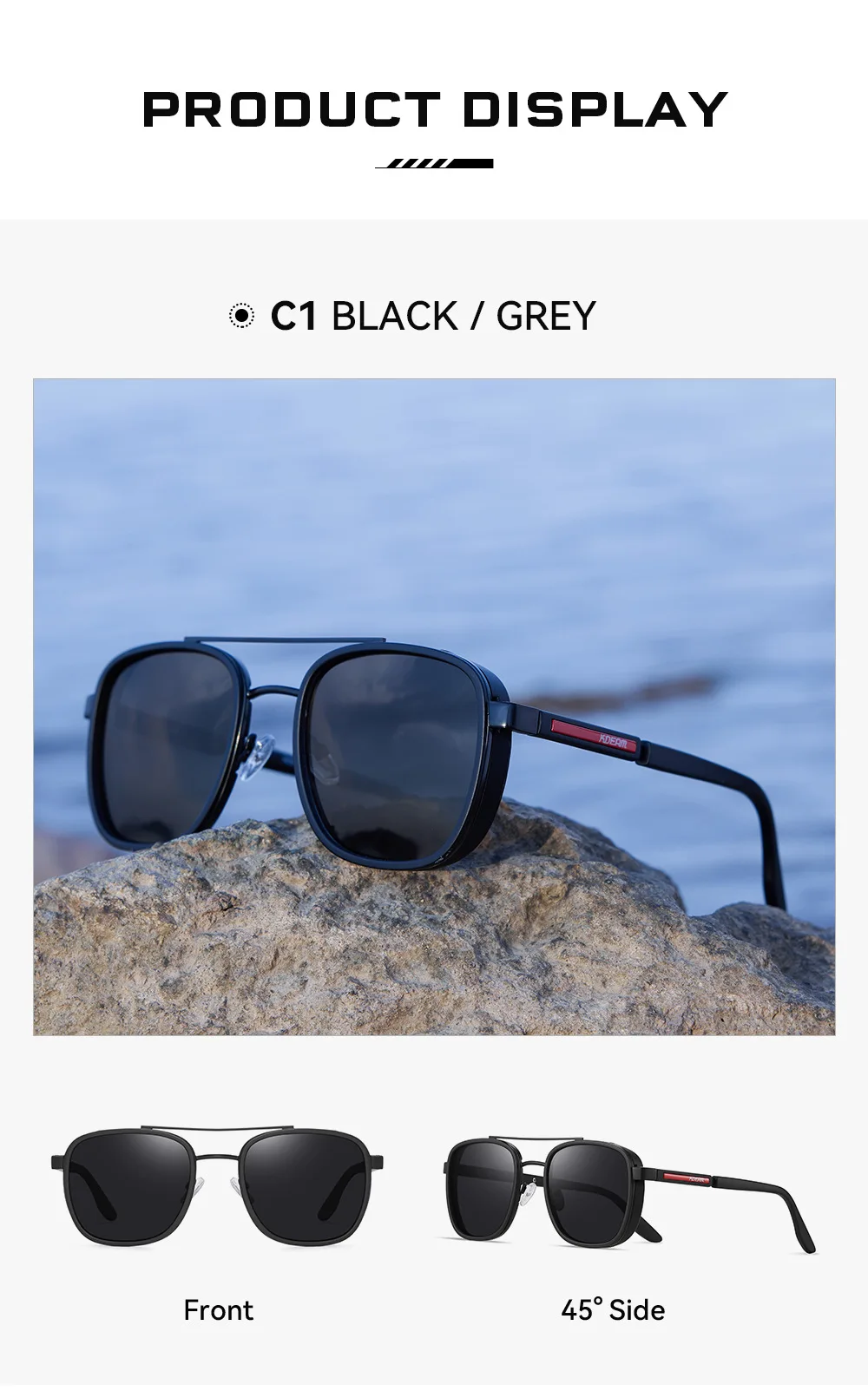 KDEAM 2026 New Man Classic Polarized Sunglasses Outdoor Sports Decoration Sun Glasses Anti Blue Light Fashion Luxury HD Glasses