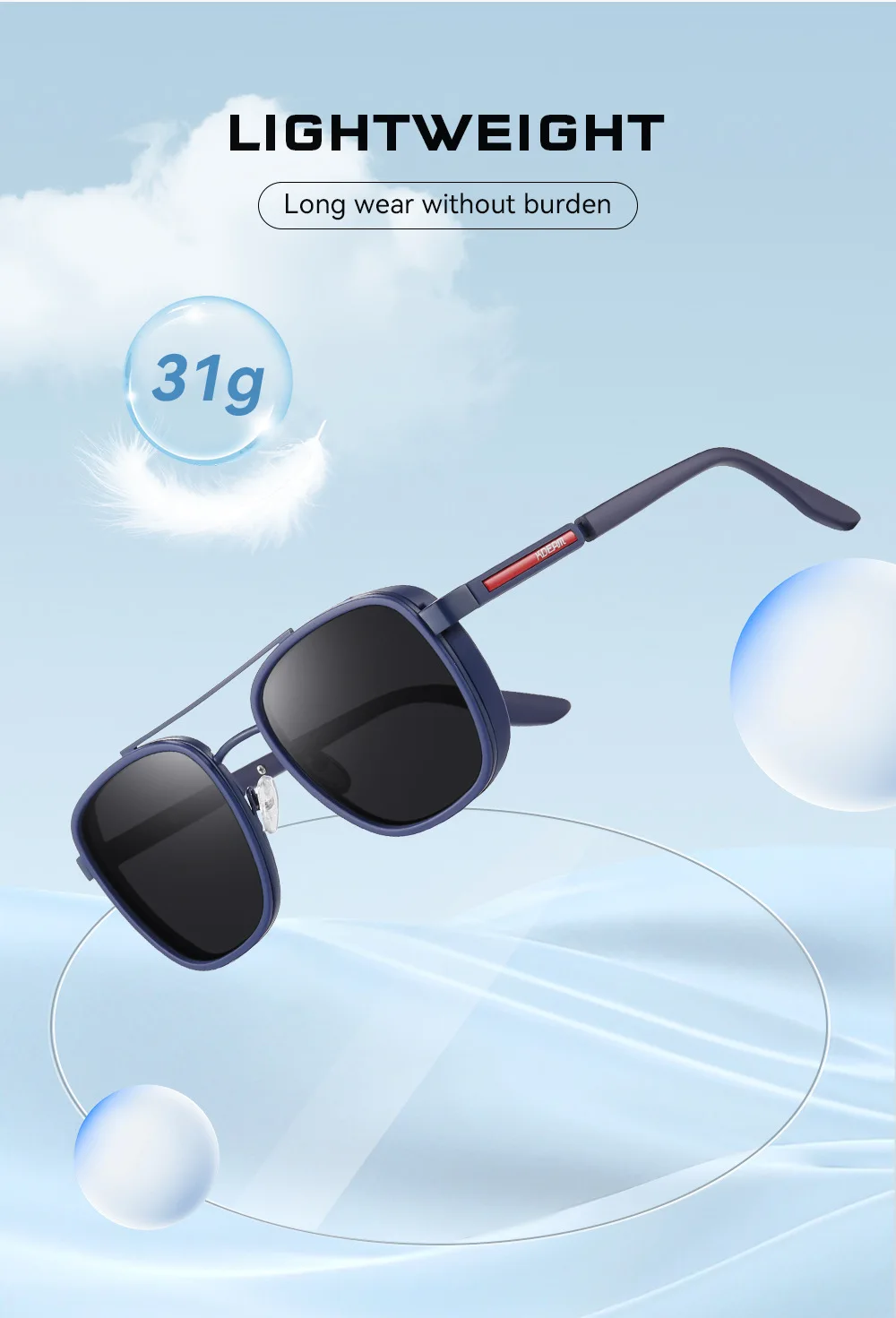 KDEAM 2026 New Man Classic Polarized Sunglasses Outdoor Sports Decoration Sun Glasses Anti Blue Light Fashion Luxury HD Glasses