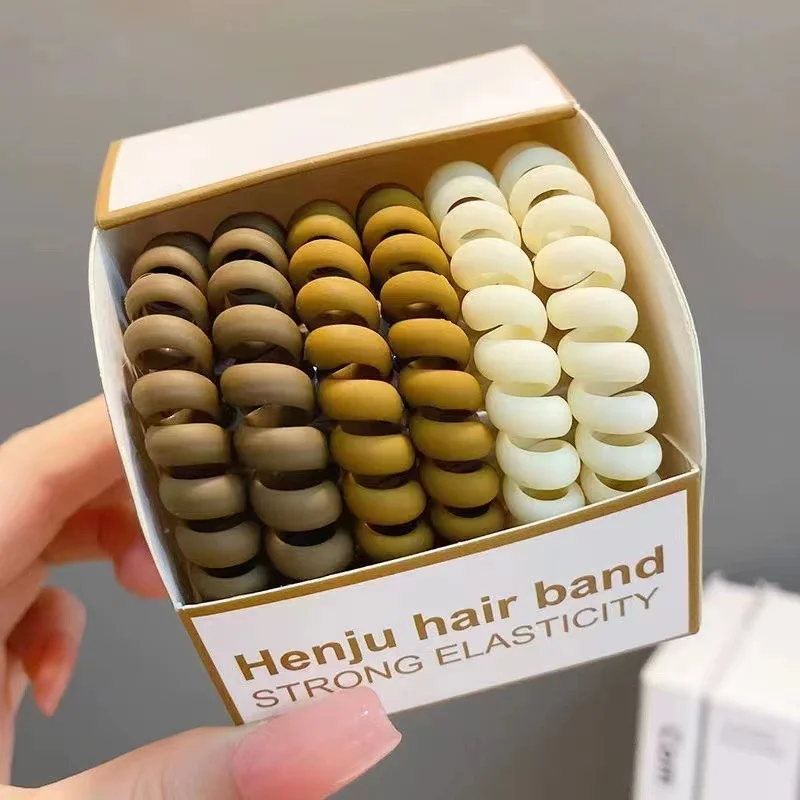 6pcs/set High Elastic Hair Ties Colorful Rubber Hair Rope Telephone Wire Ponytail Scrunchie Cute Girl Hair Accessories for Women
