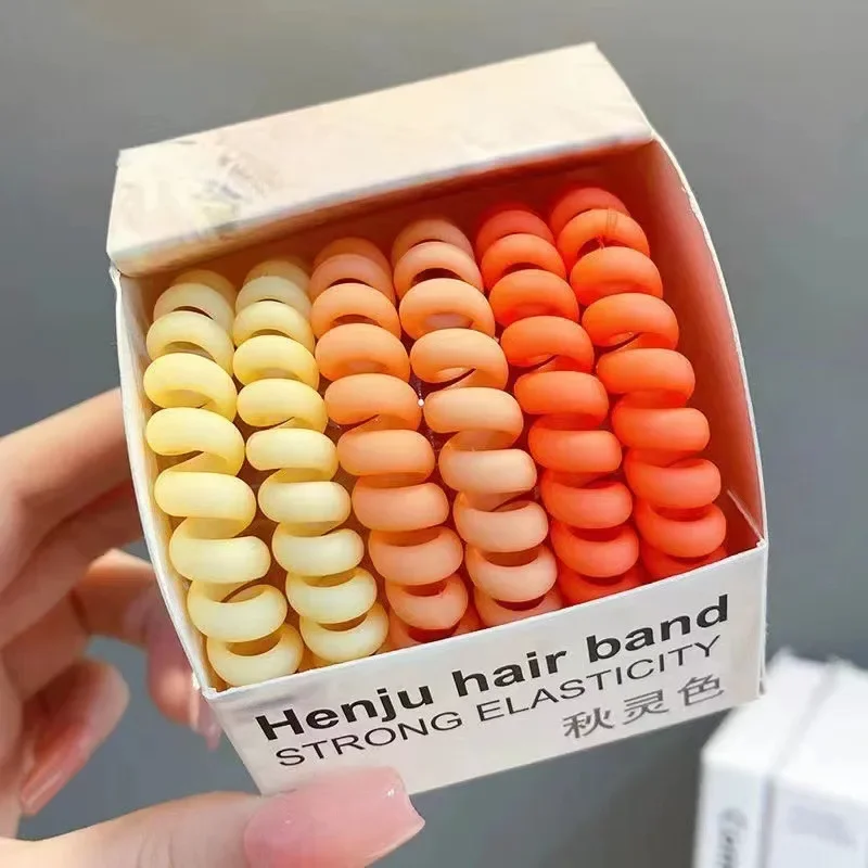 6pcs/set High Elastic Hair Ties Colorful Rubber Hair Rope Telephone Wire Ponytail Scrunchie Cute Girl Hair Accessories for Women