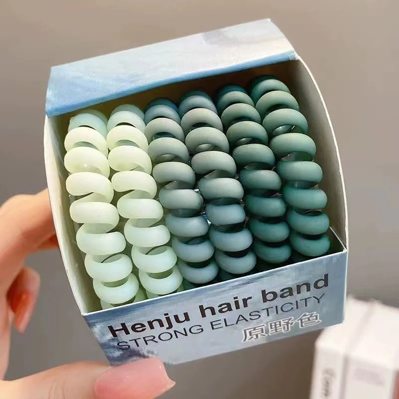 6pcs/set High Elastic Hair Ties Colorful Rubber Hair Rope Telephone Wire Ponytail Scrunchie Cute Girl Hair Accessories for Women