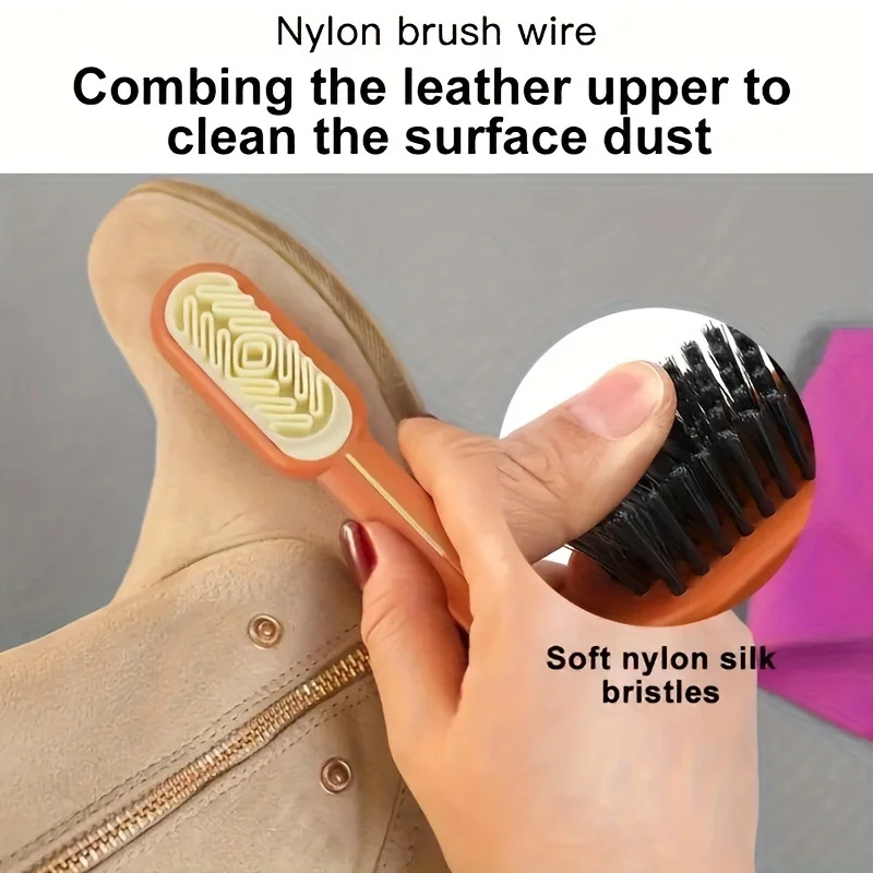 1Pc Revamp and Protect Your Suede: 2-in-1 Cleaning Eraser & Bristle Brush for Easy Scuff and Stain Removal – Essential Footwear