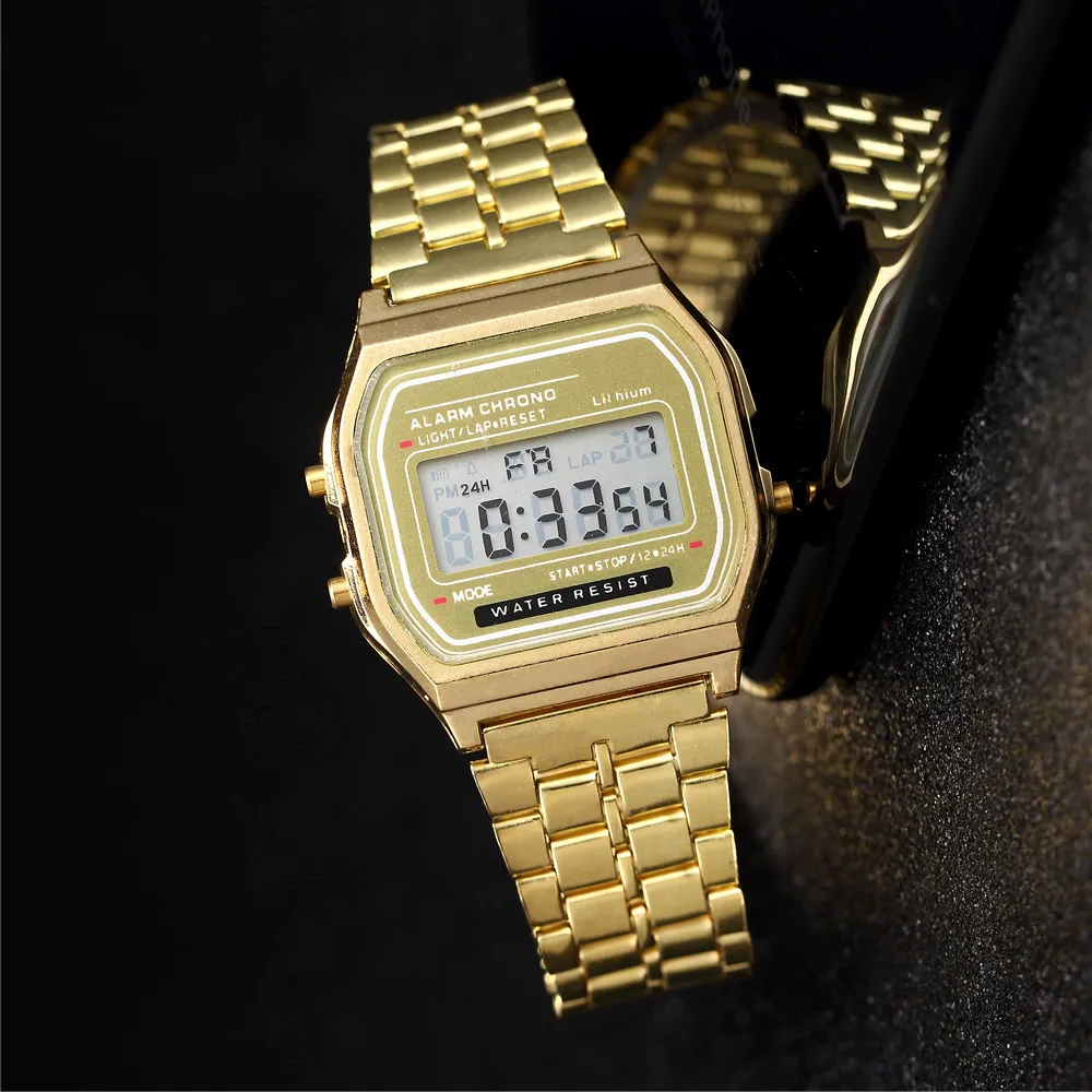 Fashion Digital Men's Watches Luxury Stainless Steel Link Bracelet Wrist Watch Band Business Electronic Male Clock Reloj Hombre